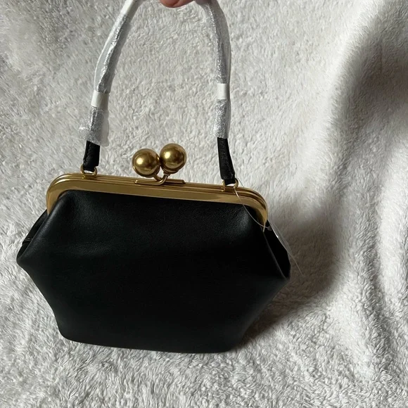 Black Coach Kisslock 16 Frame Bag with Gold Accents - Picture 2 of 5